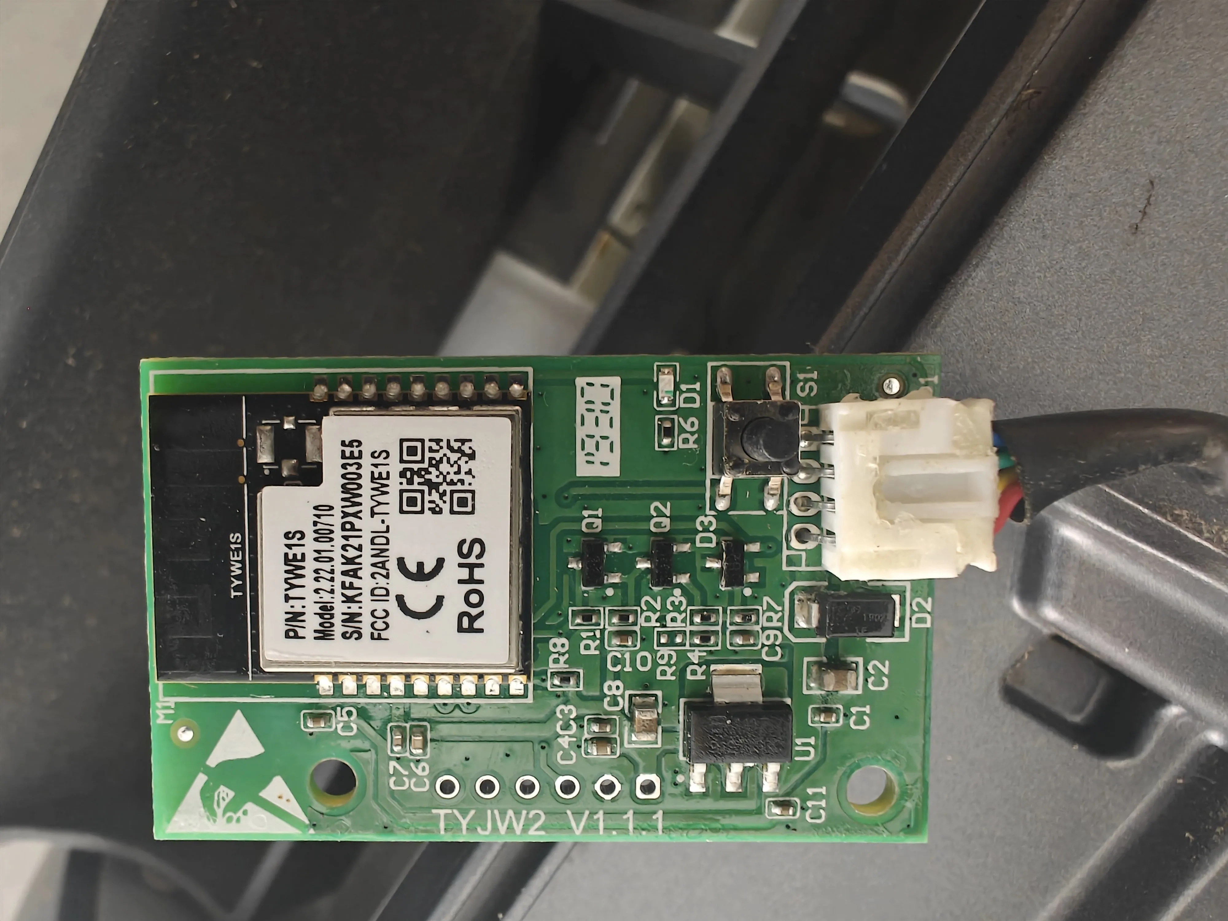 Front of the board with the TYWE1S module TYWE1S module